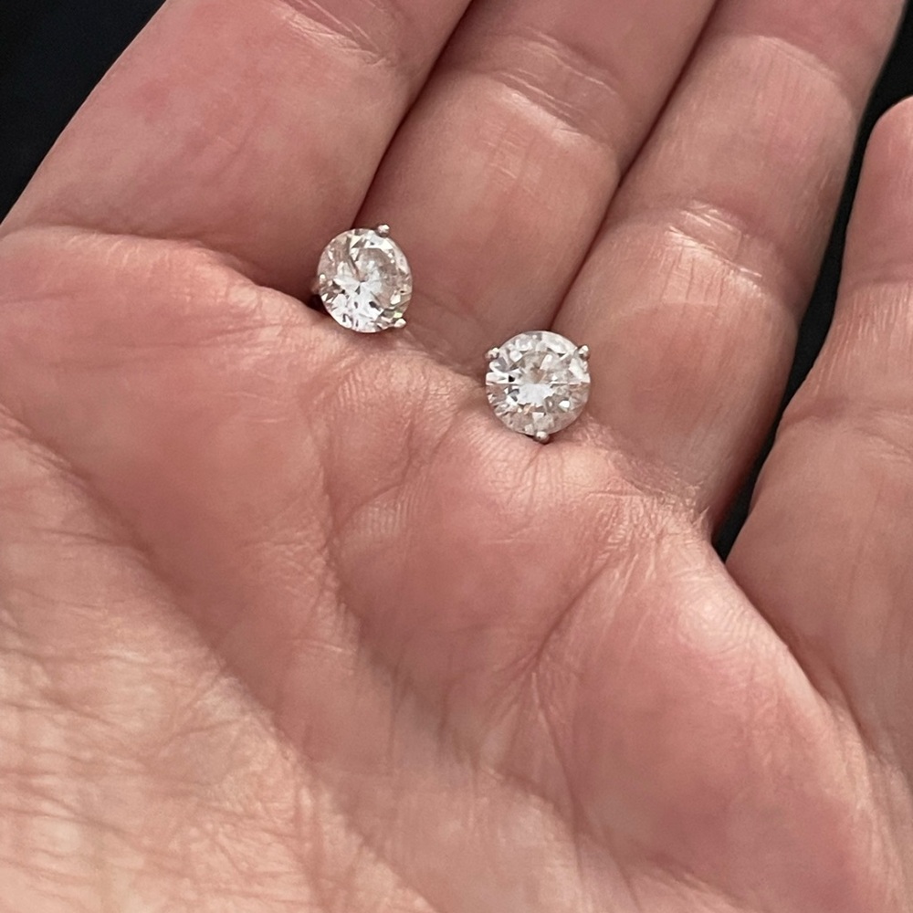 Brilliant Clear Crystal Stud Earrings in Silver Tone
